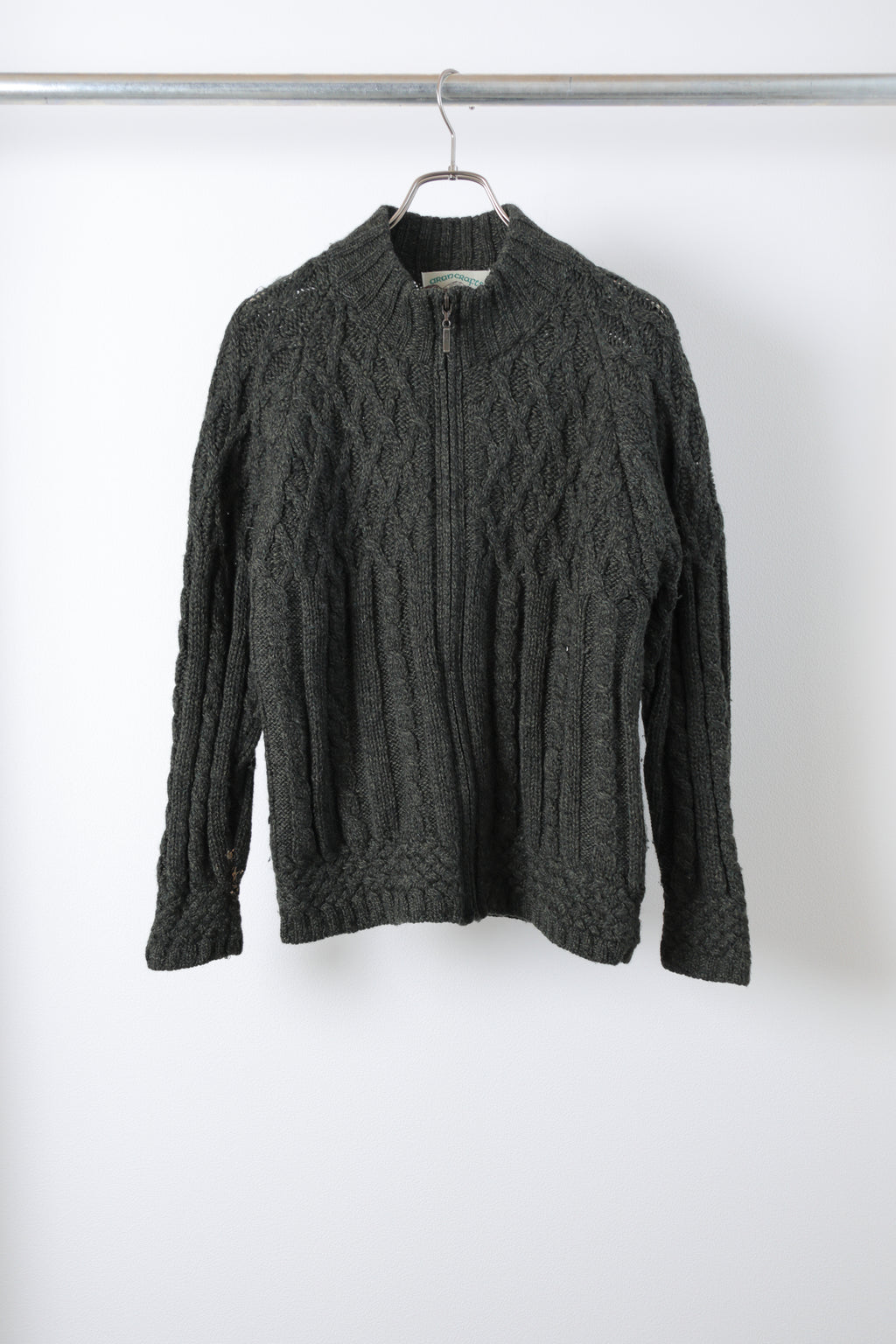 [ARAN CRAFTS] Zip Up Wool Knit [USED]
