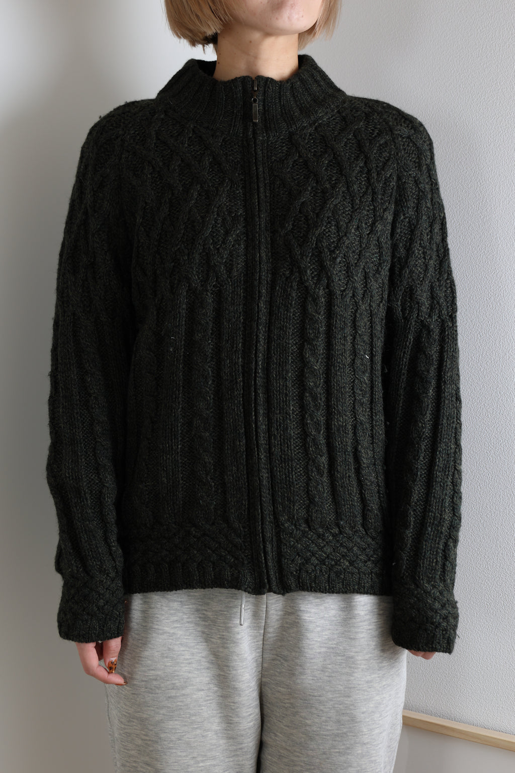 [ARAN CRAFTS] Zip Up Wool Knit [USED]