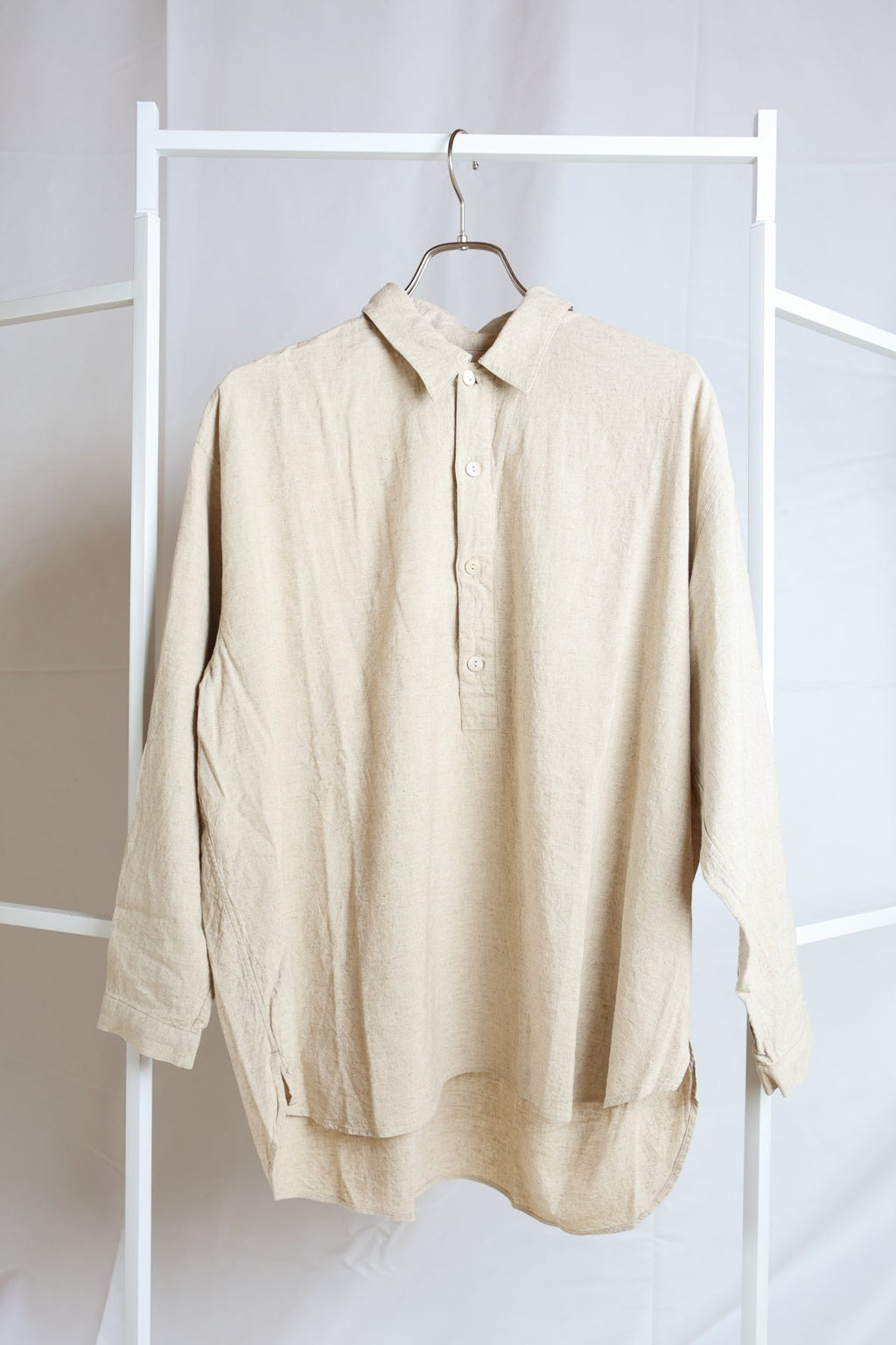[River] Plain Shirts L/S "BEIGE"