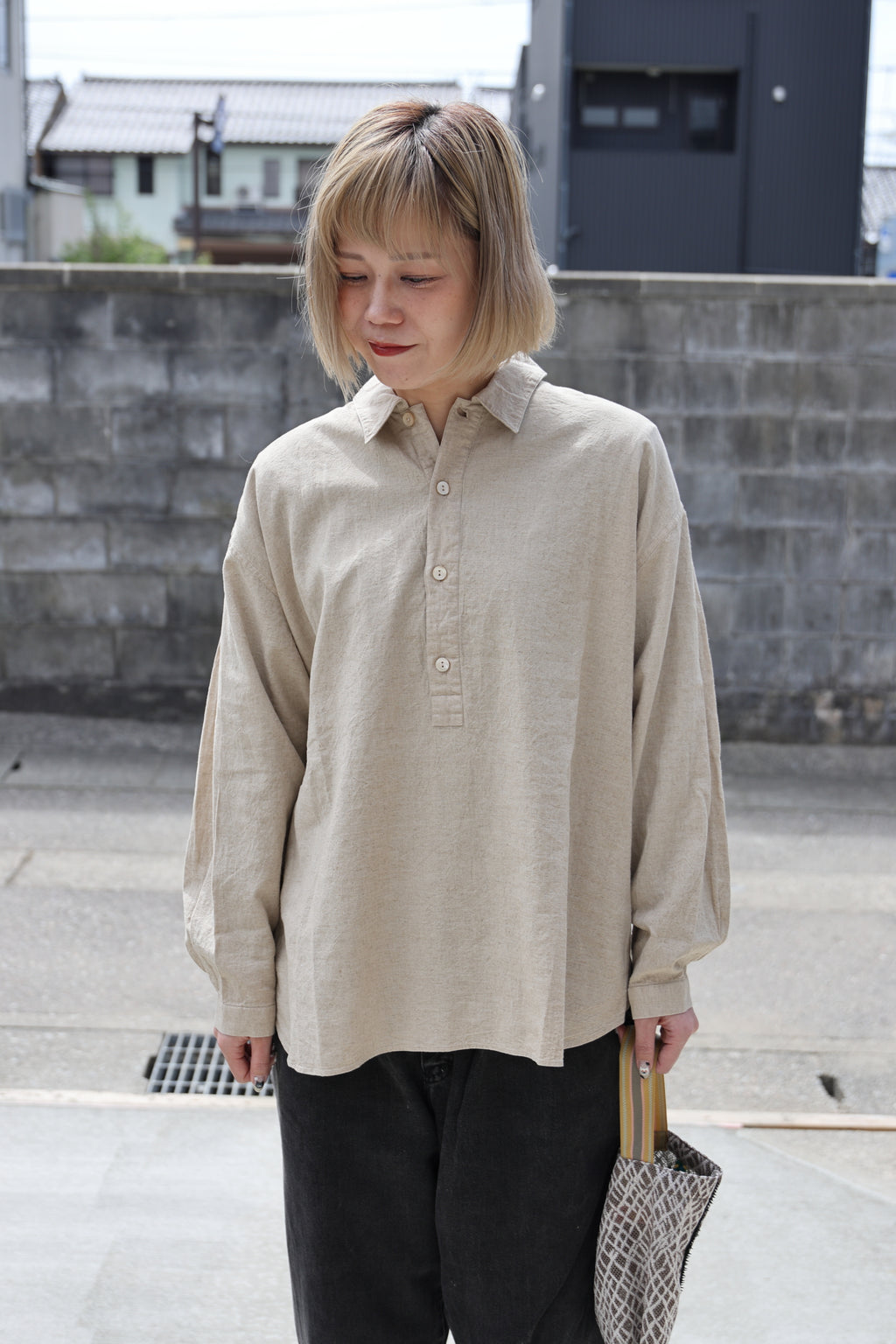 [River] Plain Shirts L/S "WHITE"