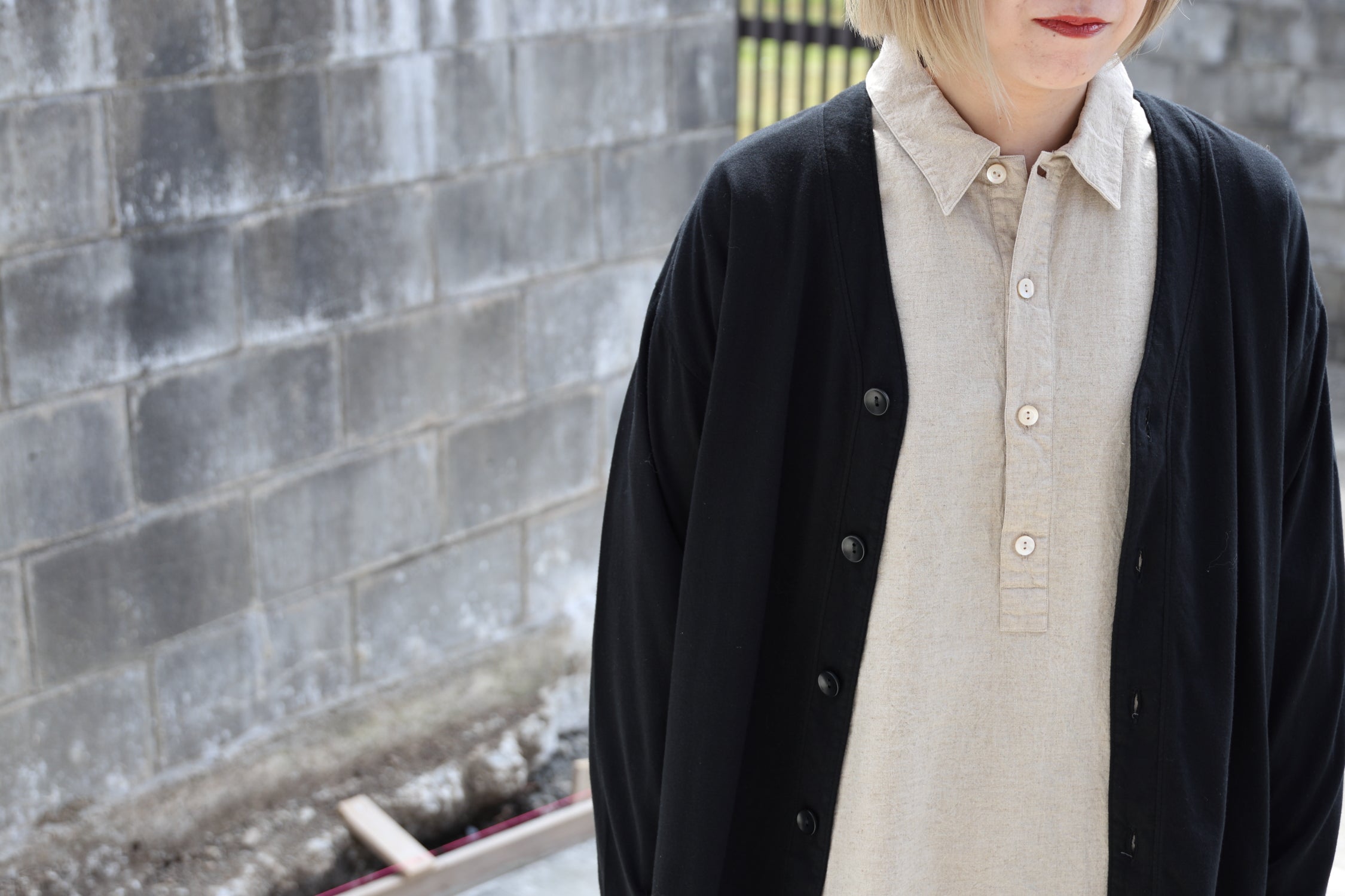 [River] COTTON×CASHMERE CARDIGAN　BLACK