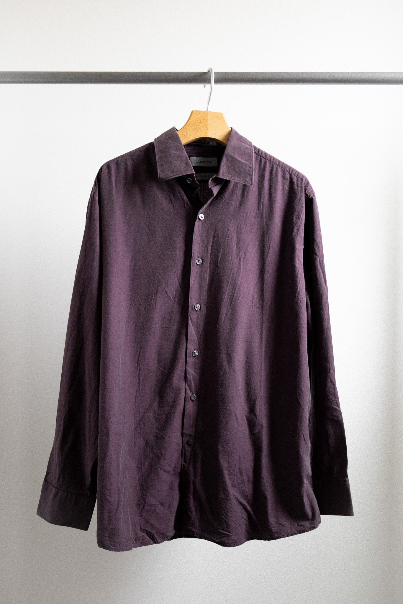 【Claiborne】Dark Purple Cotton Shirts L/S【USED】