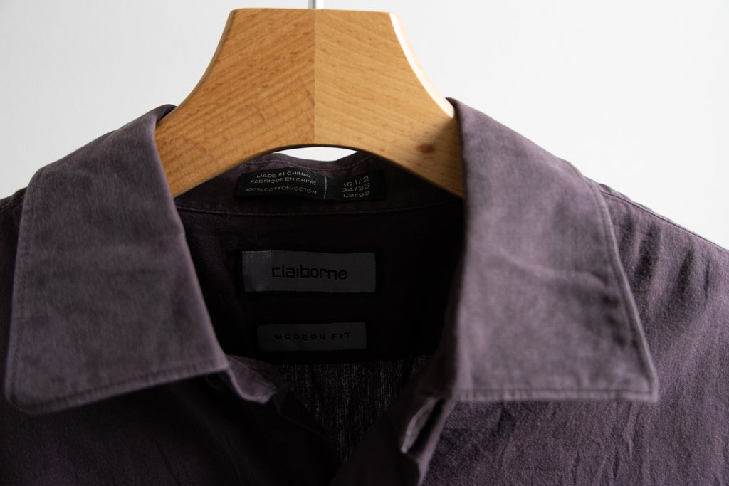 【Claiborne】Dark Purple Cotton Shirts L/S【USED】