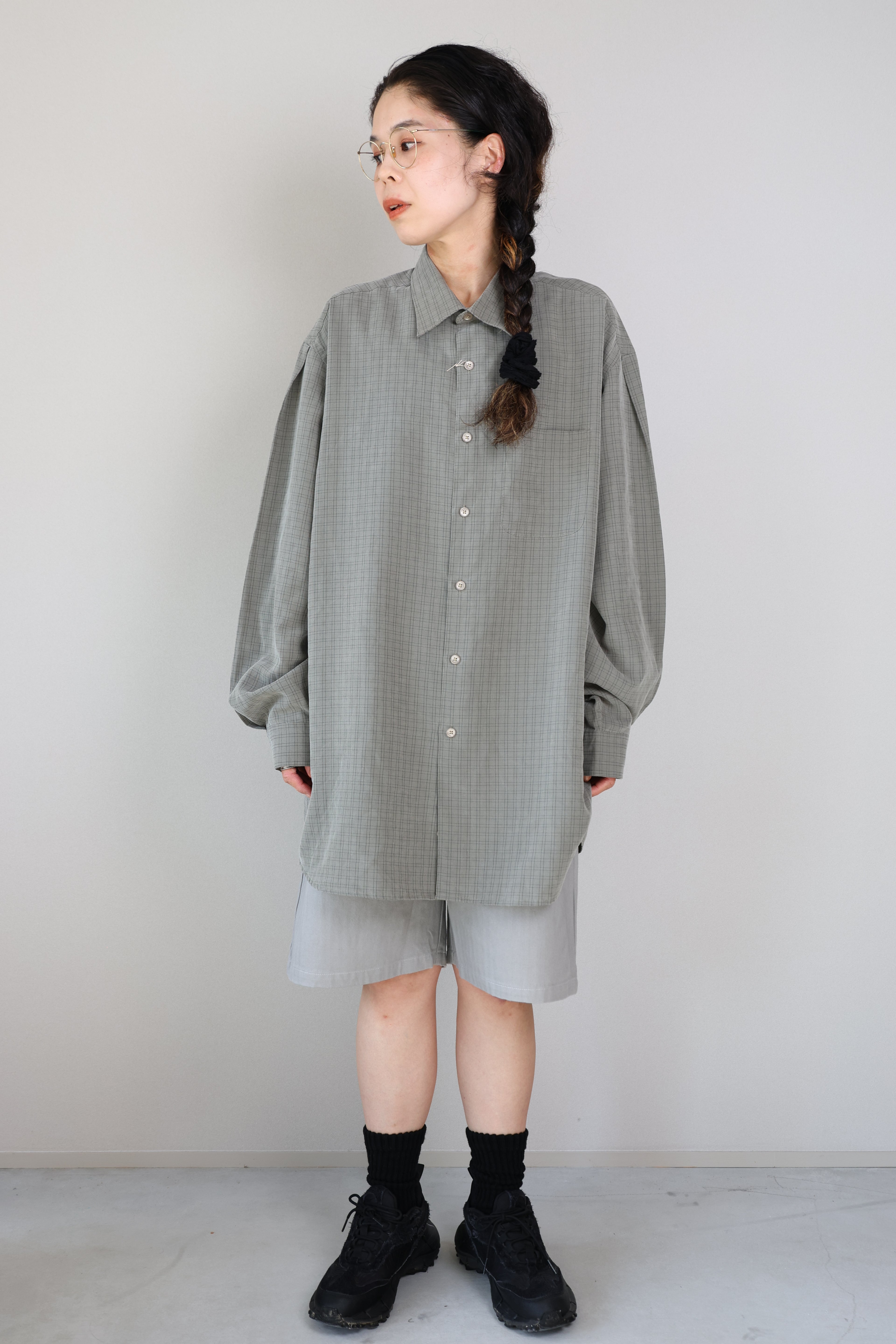 [PERRY ELLIS] Rayon Graph Check Shirts L/S [USED]