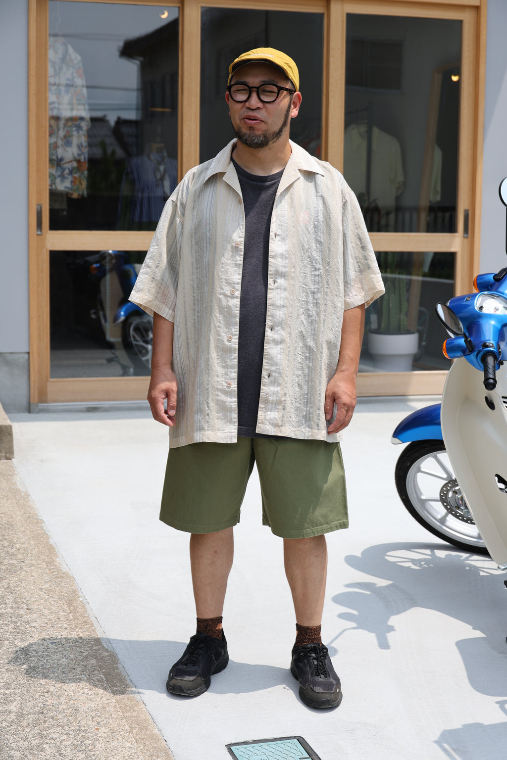 [STACY ADAMS] See-through Open Collar Shirts S/S [USED]