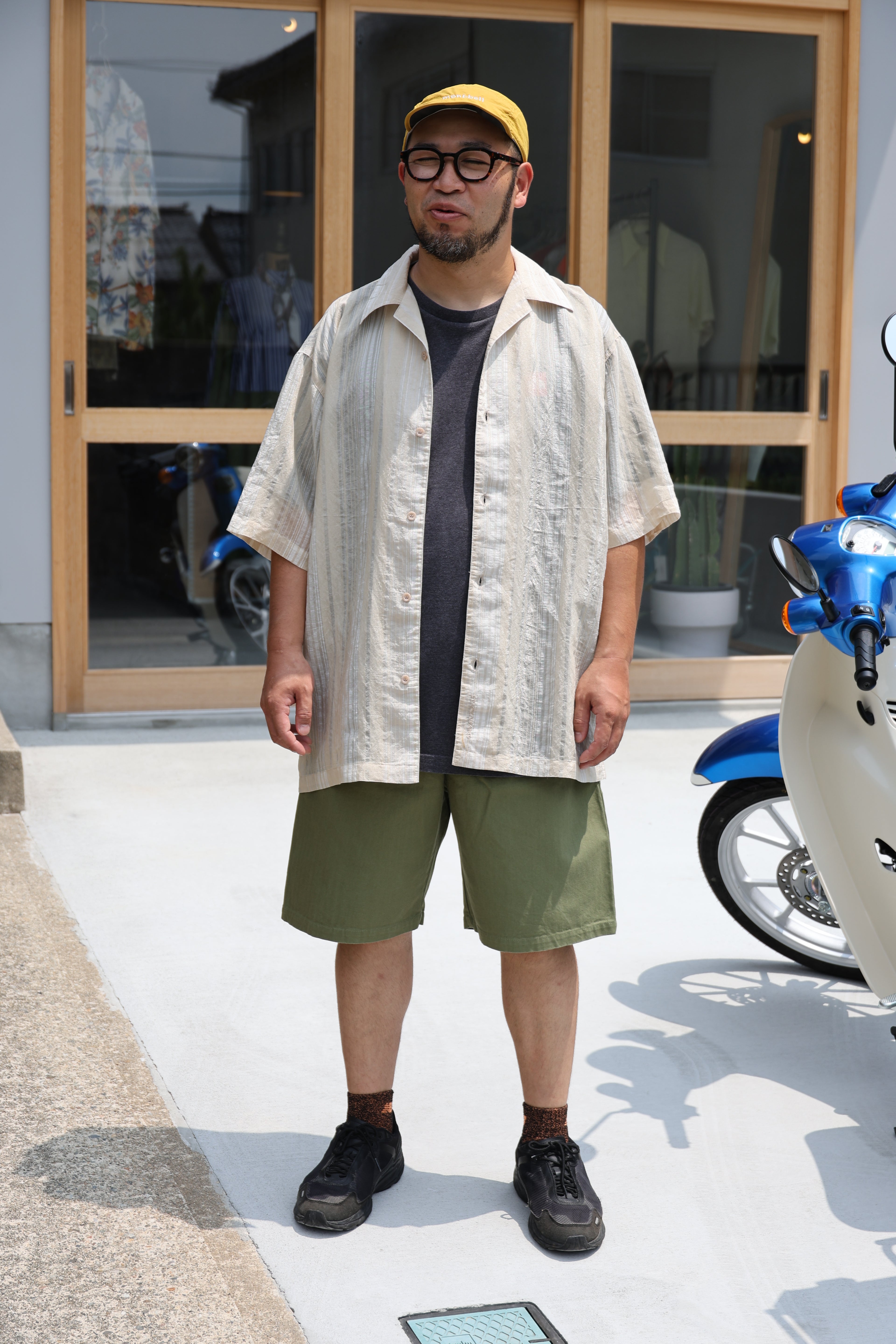 [STACY ADAMS] See-through Open Collar Shirts S/S [USED]