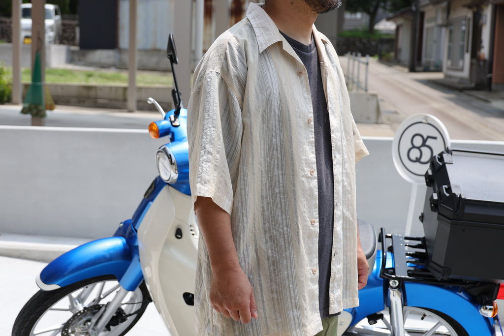 [STACY ADAMS] See-through Open Collar Shirts S/S [USED]