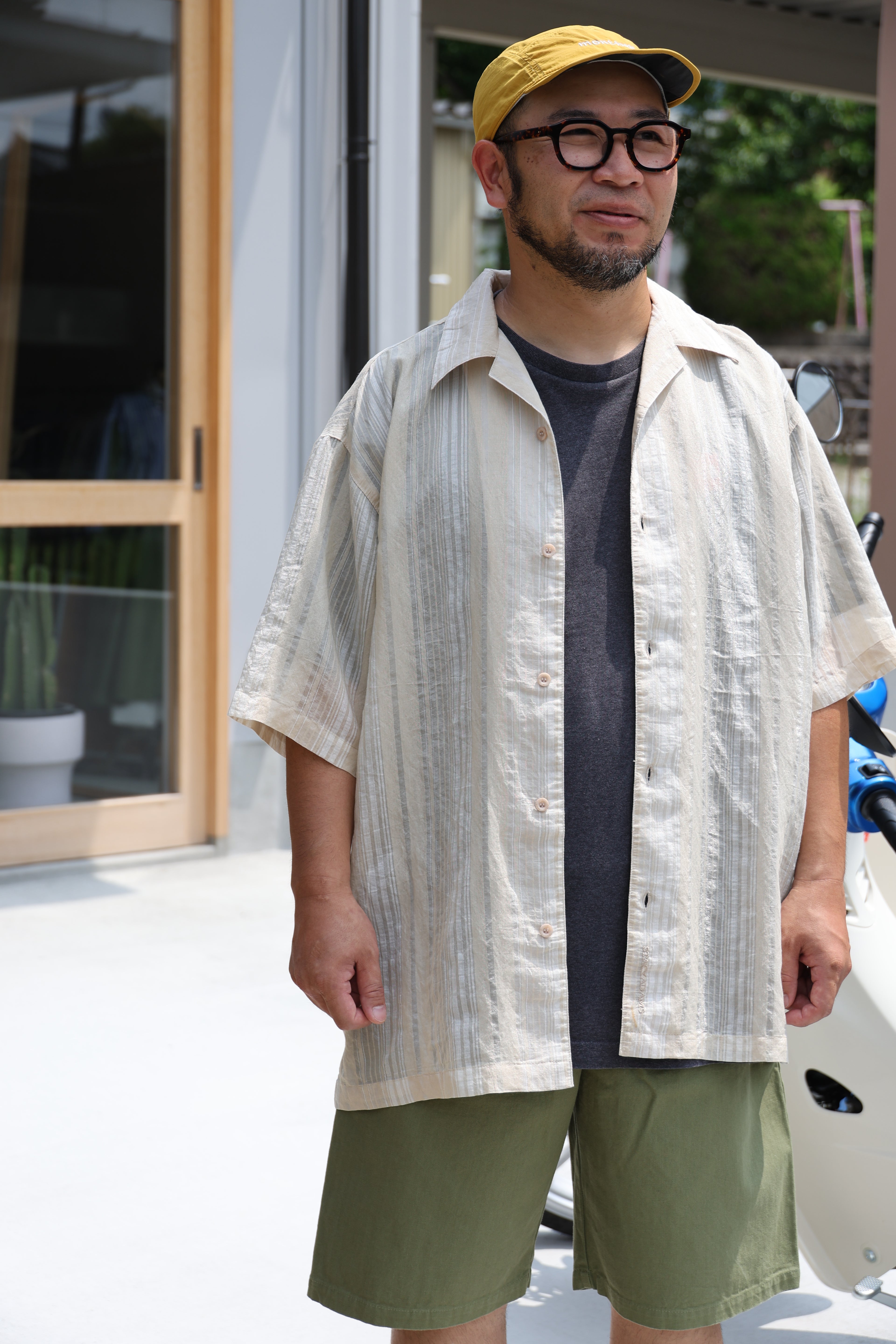 [STACY ADAMS] See-through Open Collar Shirts S/S [USED]