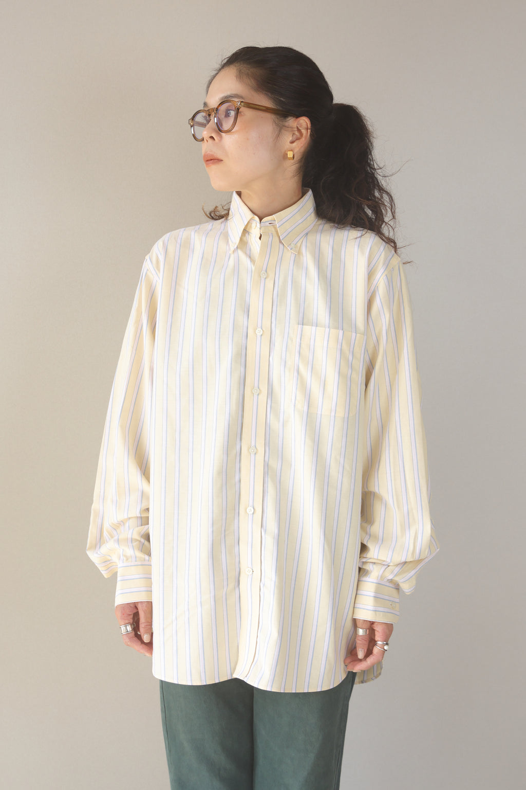 [LANDS' END] Multi Color Stripe Shirts L/S [USED]