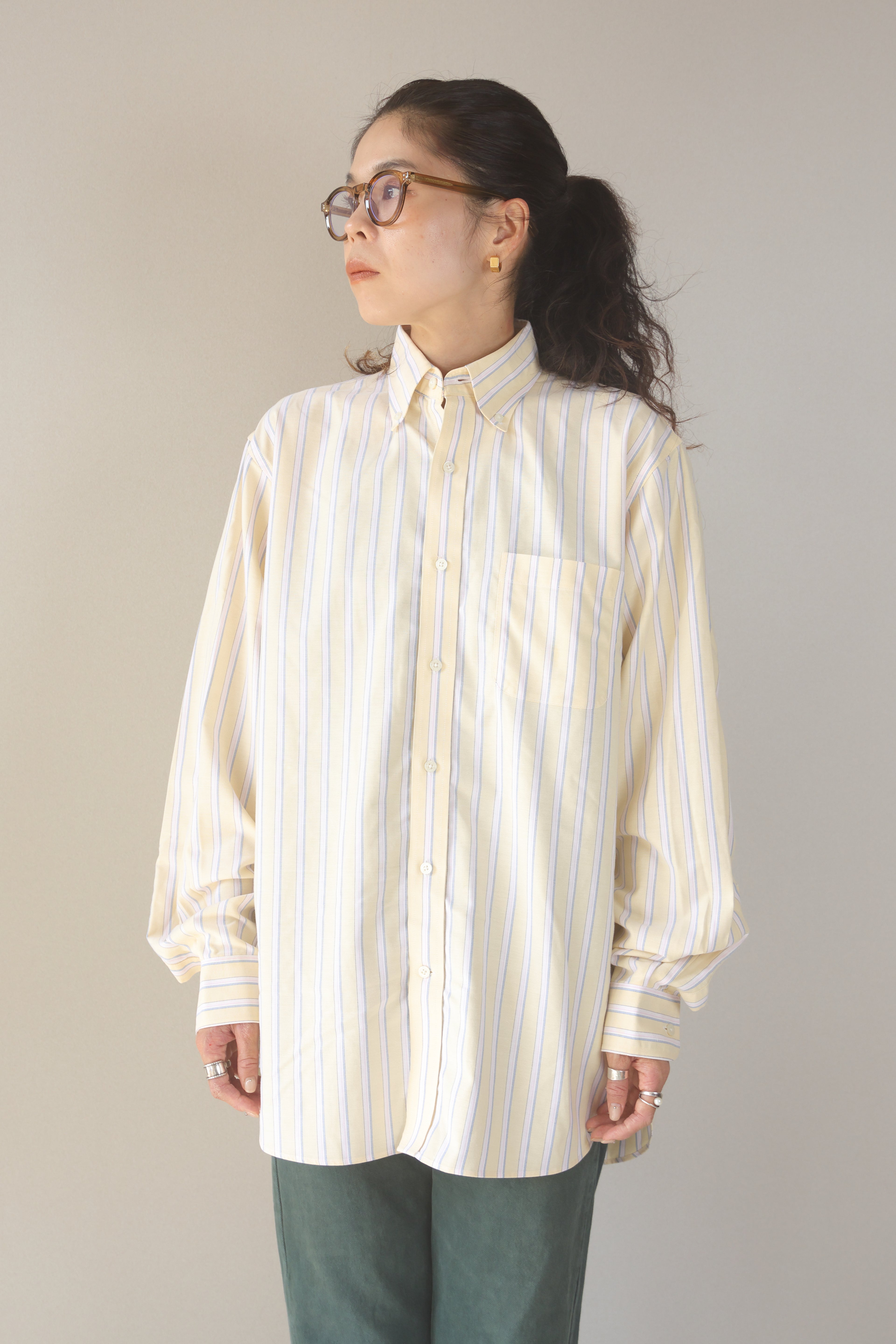 [LANDS' END] Multi Color Stripe Shirts L/S [USED]