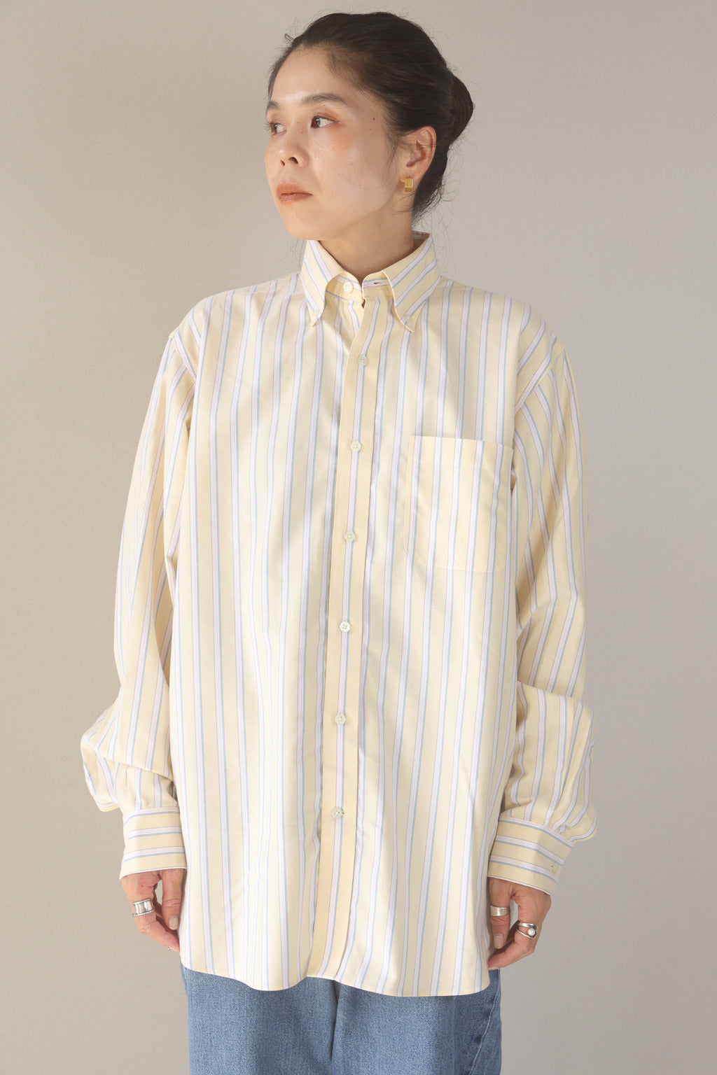 [LANDS' END] Multi Color Stripe Shirts L/S [USED]
