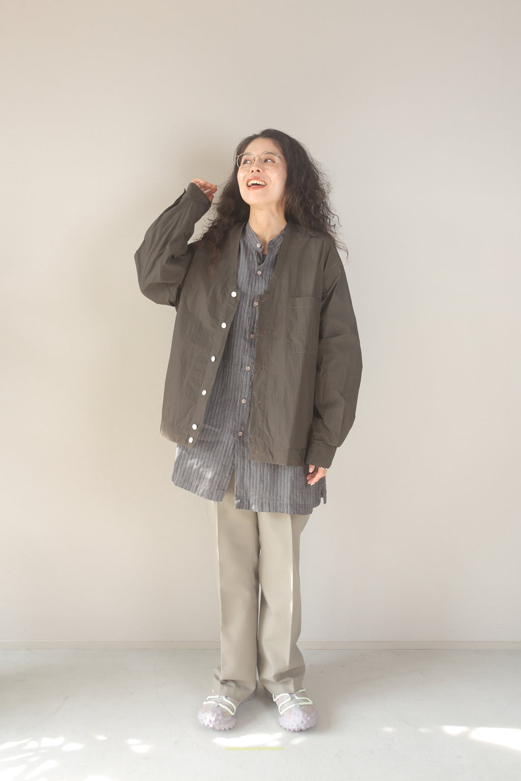 [PERRY ELLUS] Linen Banded Collar Shirts L/S [USED]