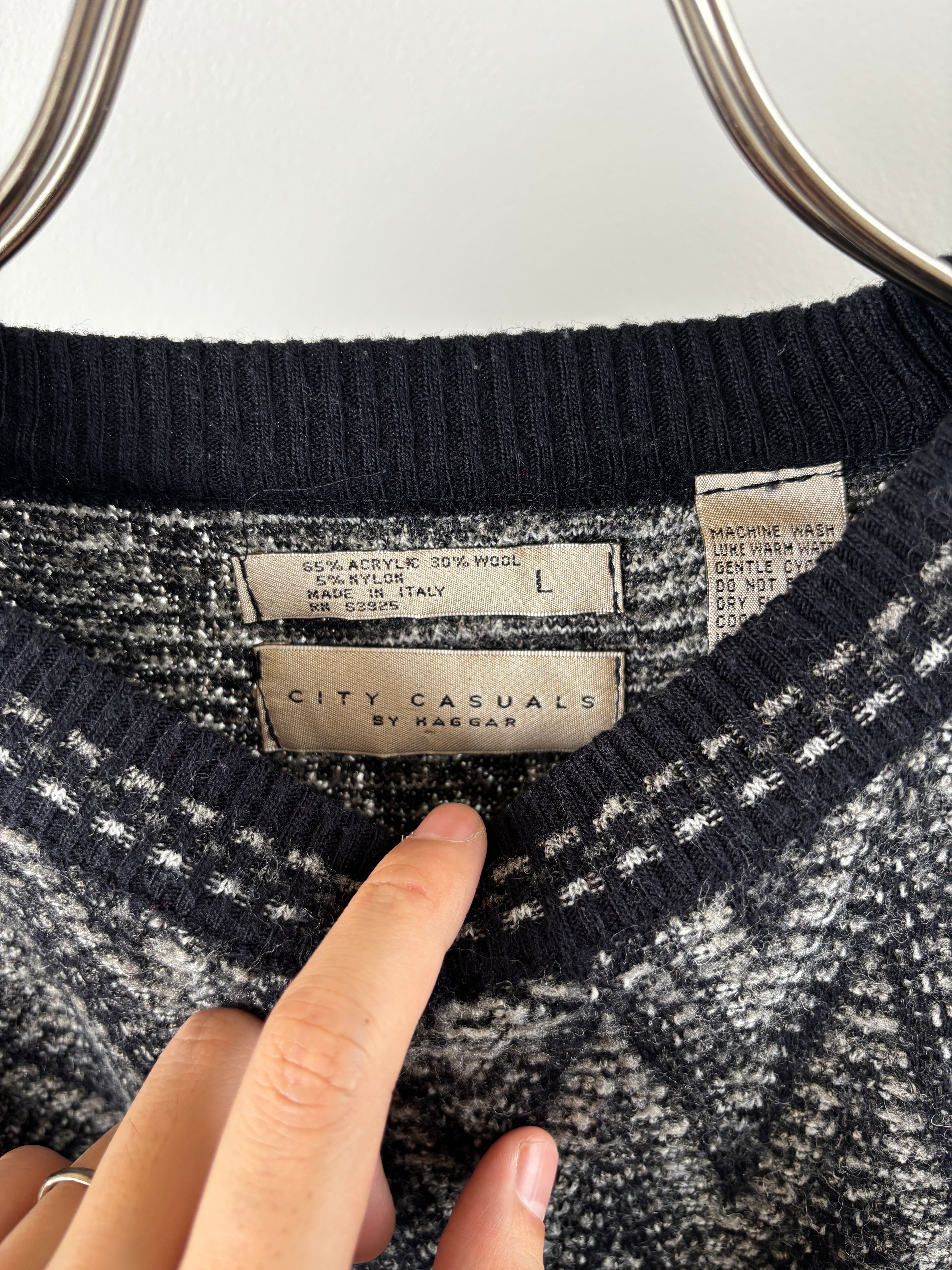 [CITY CASUALS]Crew Neck Jaqgard Knit[USED]