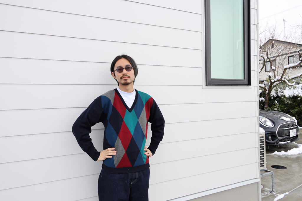 [dunhill]Argyle Check Sweater[USED: