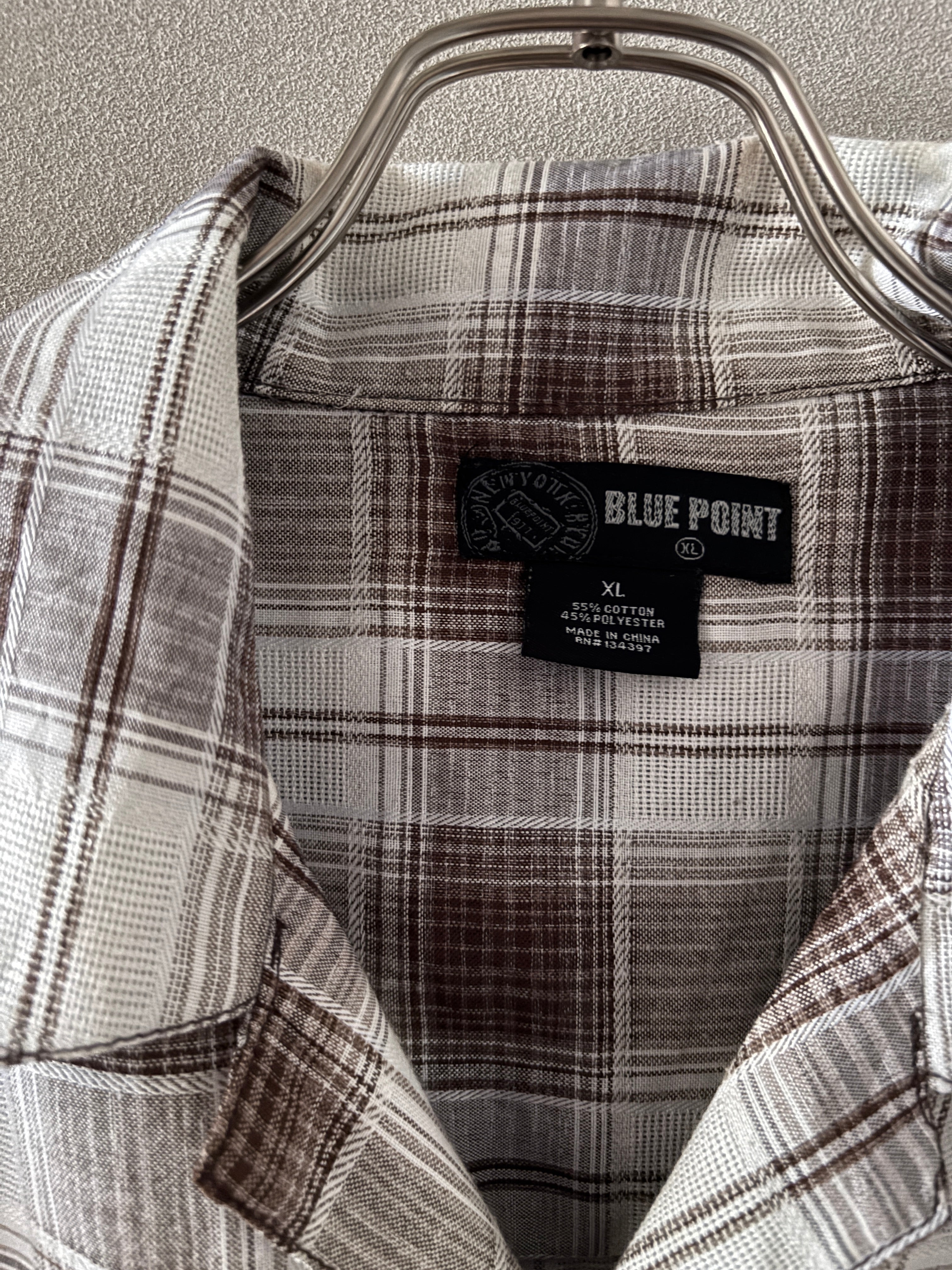 Open Collar Check Shirts S/S [USED]