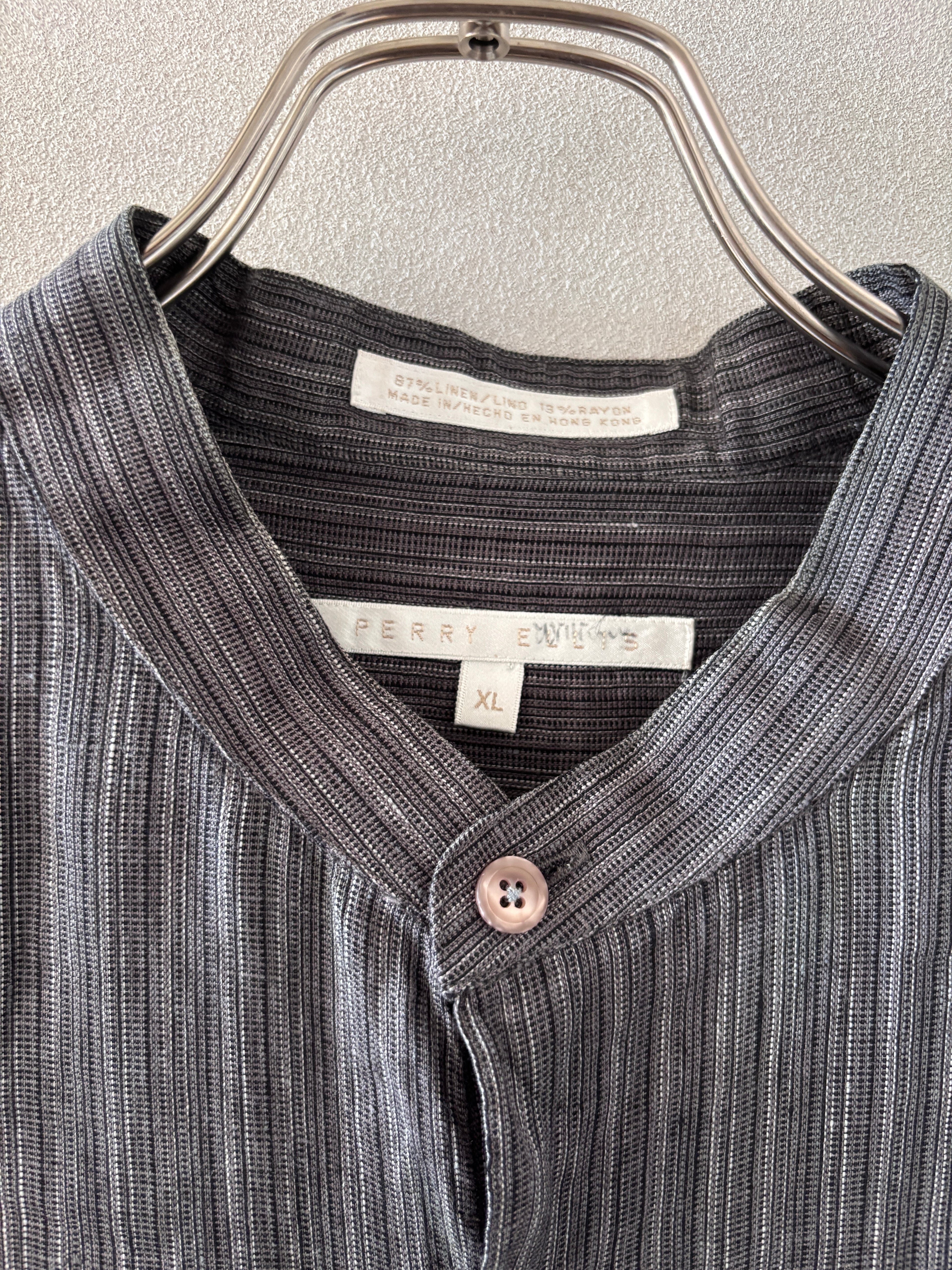 [PERRY ELLUS] Linen Banded Collar Shirts L/S [USED]