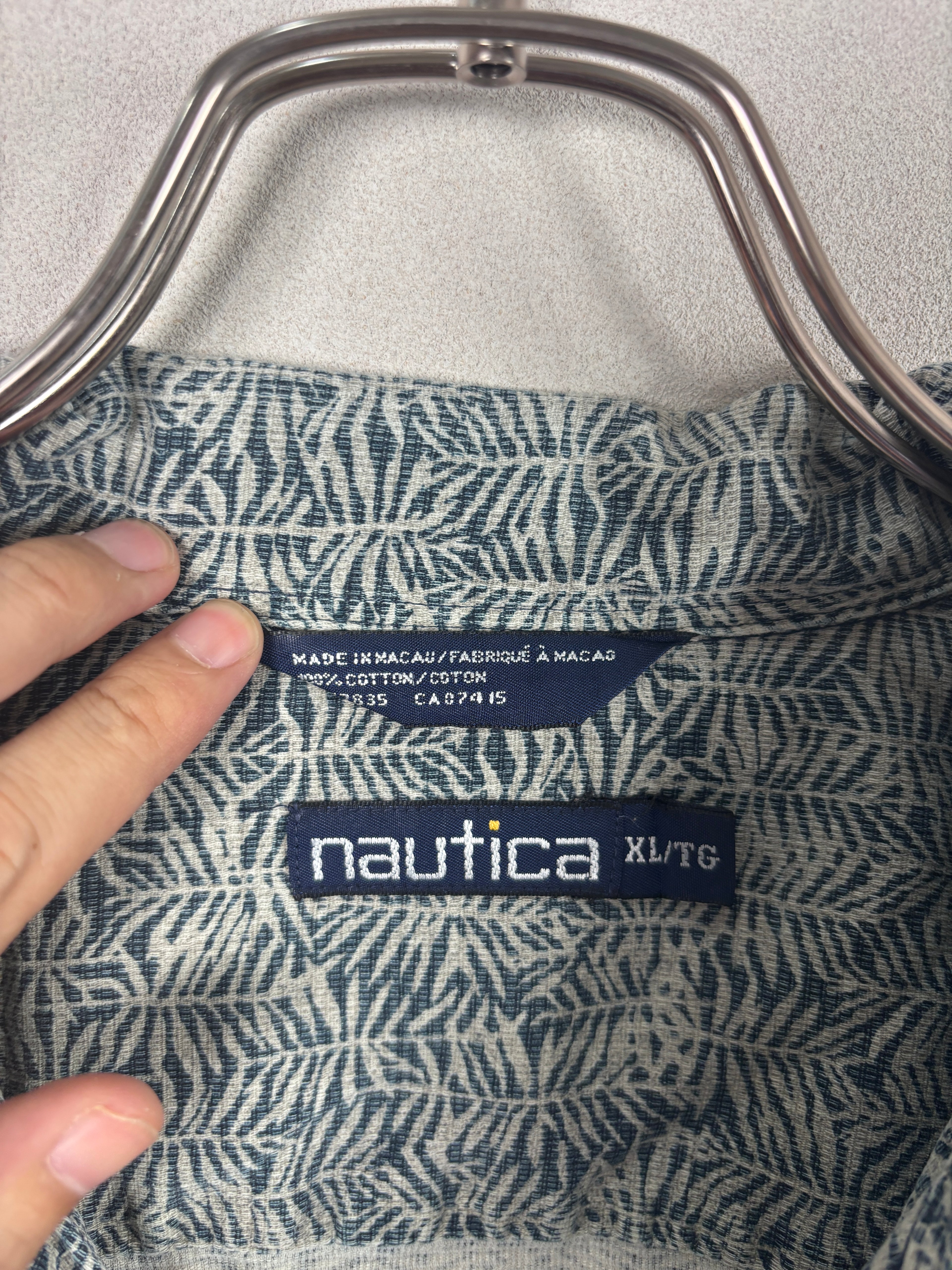 [NAUTICA] Design Patterned Open Collar Shirts [USED]
