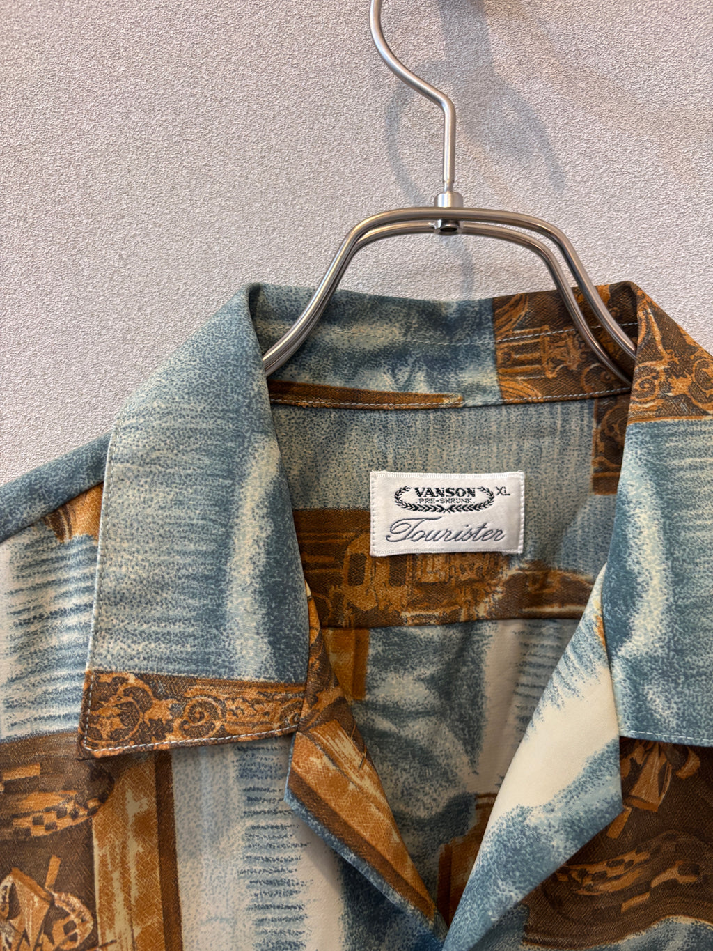 [Vanson] Open Collar Patterned Shirts S/S [USED]