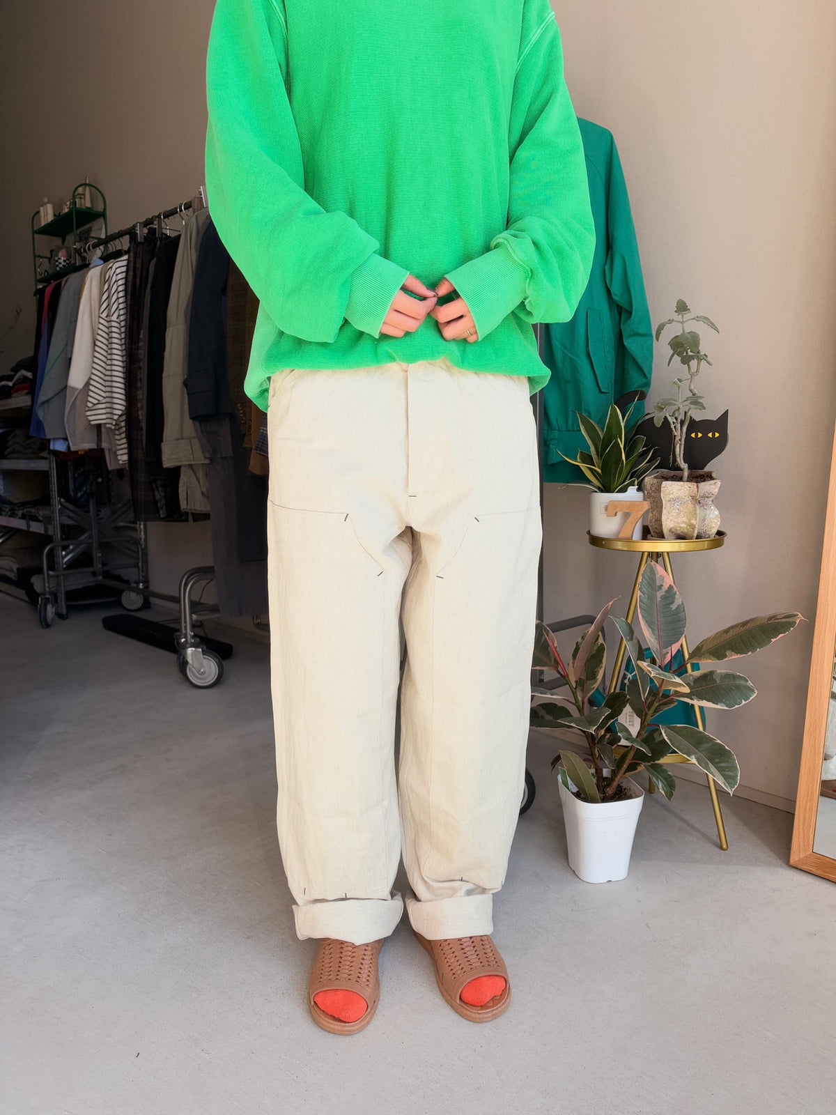 [SOWBOW] DOUBLE KNEE PAINTER PANTS 10oz HEMP DENIM -NATURAL-（5枚目）