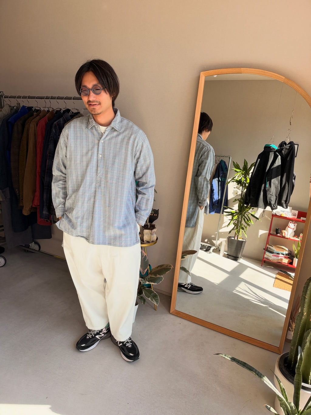 Grandpa Check Shirts L/S #4 [USED]