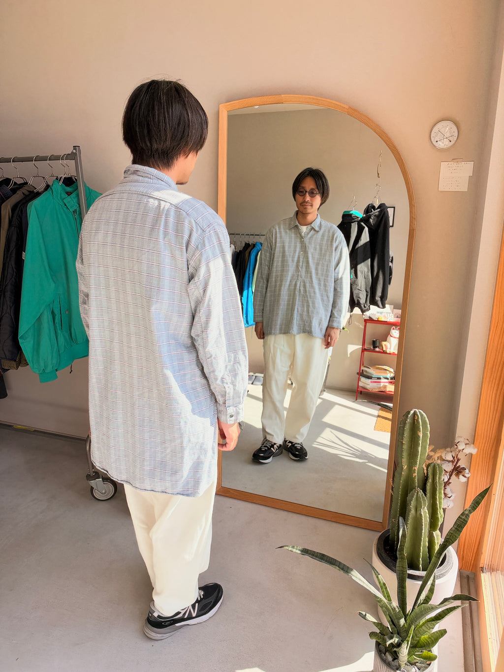 Grandpa Check Shirts L/S #4 [USED]