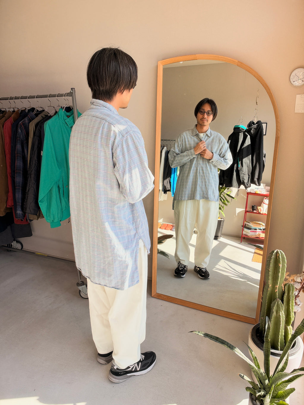 Grandpa Check Shirts L/S #4 [USED]