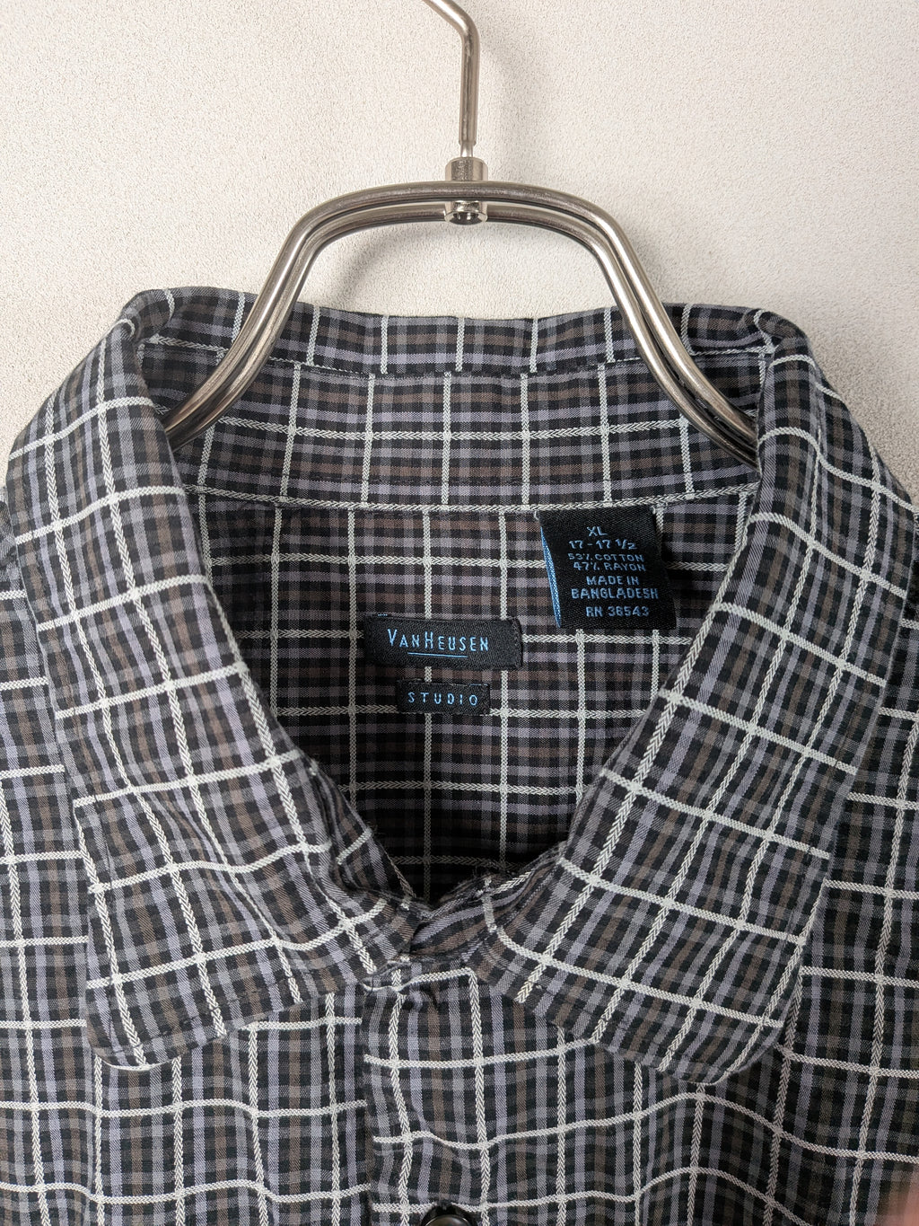[VAN HEUSEN] Cotton Rayon Check Shirts S/S [USED]
