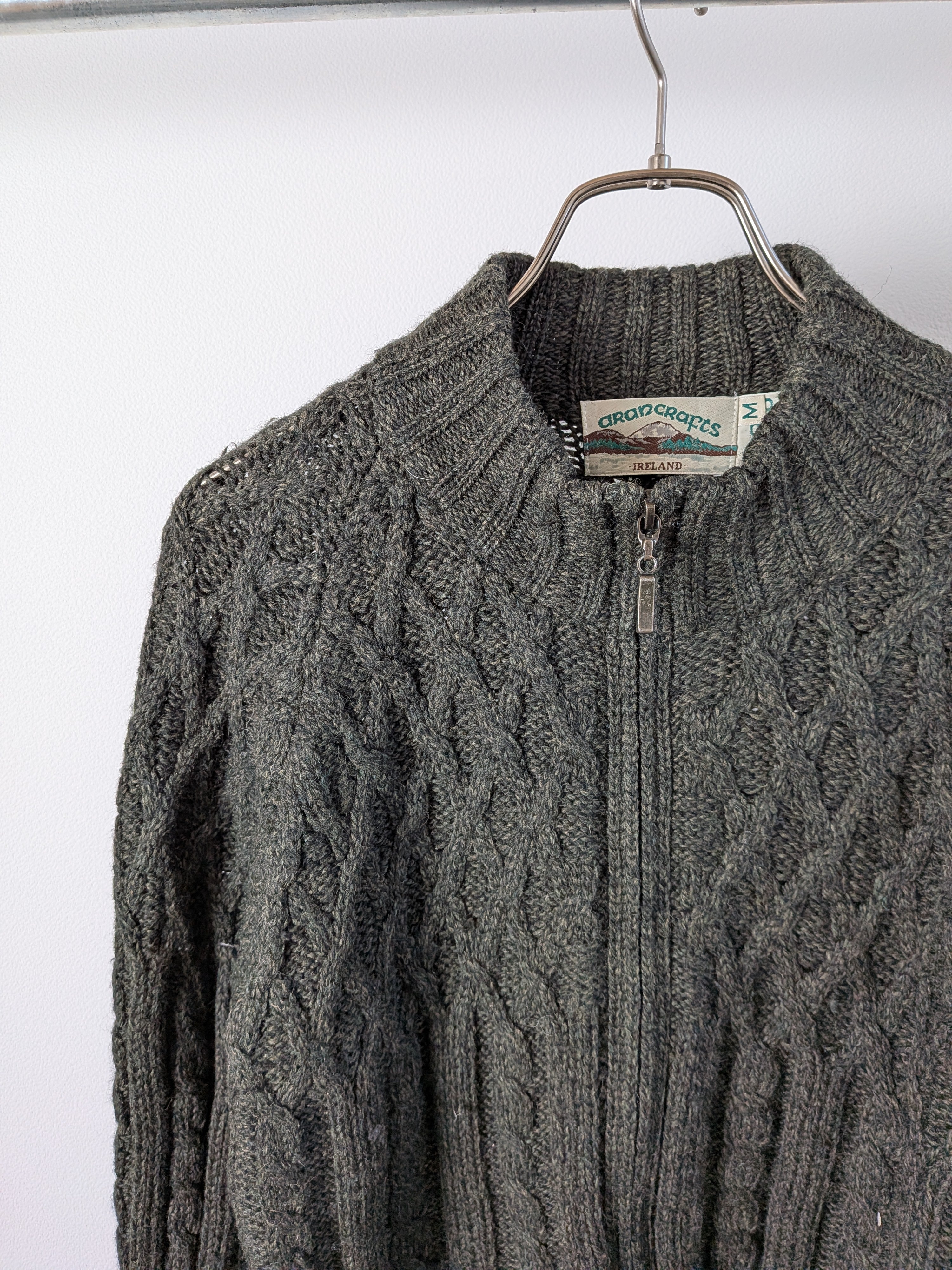 [ARAN CRAFTS] Zip Up Wool Knit [USED]
